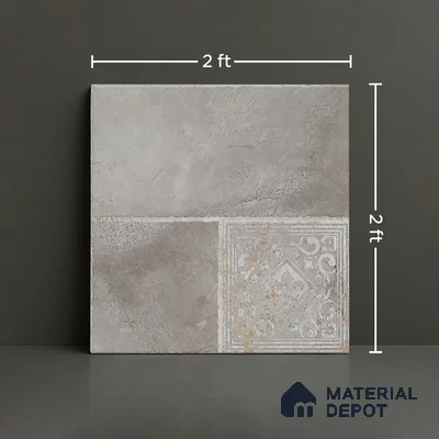 Stone Floor Tile TL 10357 G Leon Grey 2 ft x 2 ft Matte Finish Anti Skid Vitrified Tile - 12 mm  | Suitable for Balcony, Terrace & Coutyard
