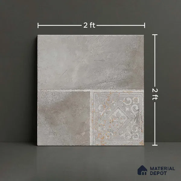 Stone Floor Tile TL 10357 G Leon Grey 2 ft x 2 ft Matte Finish Anti Skid Vitrified Tile - 12 mm  | Suitable for Balcony, Terrace & Coutyard