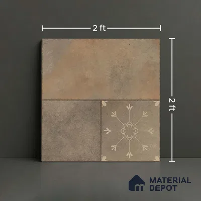 Stone Floor Tile TL 10366 B Zamora Verde Decor 2 ft x 2 ft Matte Finish Anti Skid Vitrified Tile - 12 mm | Suitable for Balcony, Terrace & Coutyard