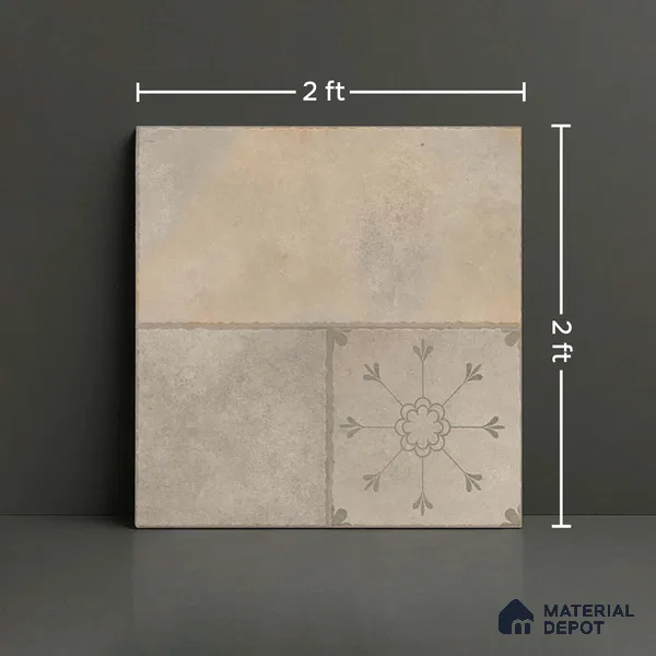 Stone Floor Tile TL 10366 D Zamora Crema Decor 2 ft x 2 ft Matte Finish Anti Skid Vitrified Tile - 12 mm | Suitable for Balcony, Terrace & Coutyard
