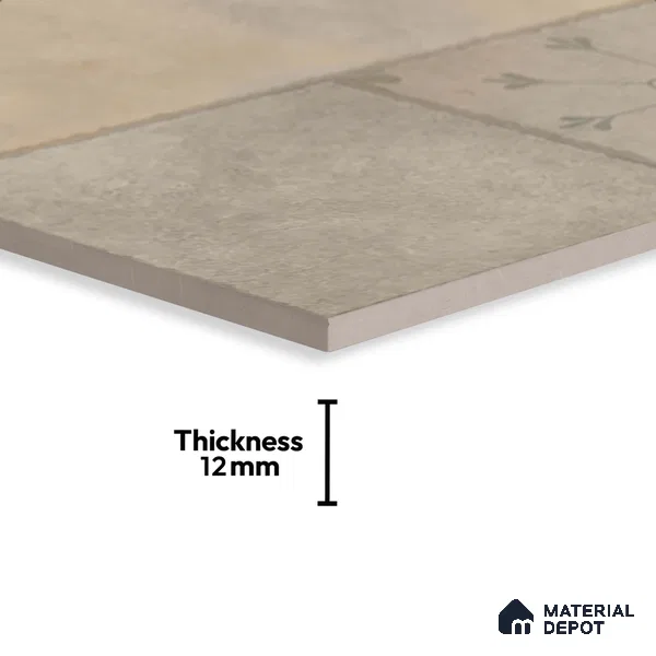 Stone Floor Tile TL 10366 D Zamora Crema Decor 2 ft x 2 ft Matte Finish Anti Skid Vitrified Tile - 12 mm | Suitable for Balcony, Terrace & Coutyard