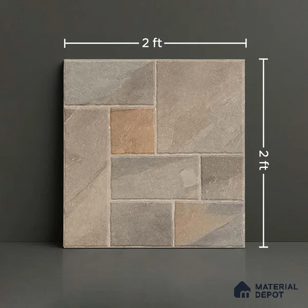Stone Floor Tile TL 10364 B Evora Brown Decor 2 ft x 2 ft Matte Finish Anti Skid Vitrified Tile - 12 mm | Suitable for Balcony, Terrace & Coutyard