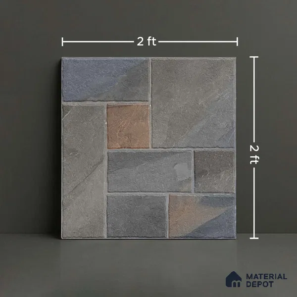 Stone Floor Tile TL 10364 D Evora Bronze Decor 2 ft x 2 ft Matte Finish Anti Skid Vitrified Tile - 12 mm | Suitable for Balcony, Terrace & Coutyard