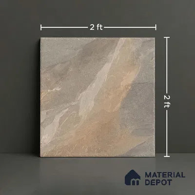 Stone Floor Tile TL 10364 Evora Brown 2 ft x 2 ft Matte Finish Anti Skid Vitrified Tile - 12 mm | Suitable for Balcony, Terrace & Coutyard