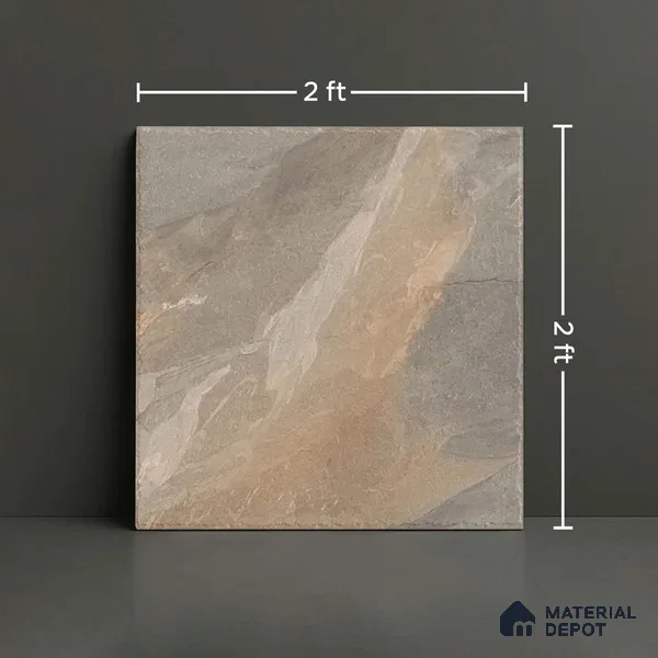 Stone Floor Tile TL 10364 Evora Brown 2 ft x 2 ft Matte Finish Anti Skid Vitrified Tile - 12 mm | Suitable for Balcony, Terrace & Coutyard