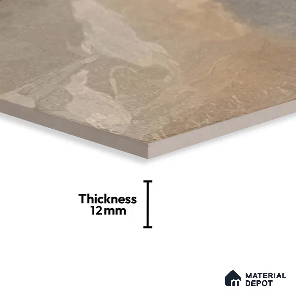 Stone Floor Tile TL 10364 Evora Brown 2 ft x 2 ft Matte Finish Anti Skid Vitrified Tile - 12 mm | Suitable for Balcony, Terrace & Coutyard
