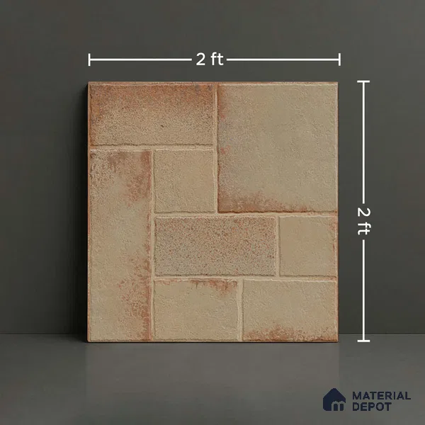 Stone Floor Tile TL 10362 B Riga Brown 2 ft x 2 ft Matte Finish Anti Skid Vitrified Tile - 12 mm | Suitable for Balcony, Terrace & Coutyard
