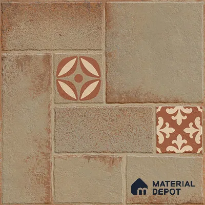 Stone Floor Tile TL 10362 C Riga Brown Decor 2 ft x 2 ft Matte Finish Anti Skid Vitrified Tile - 12 mm | Suitable for Balcony, Terrace & Coutyard