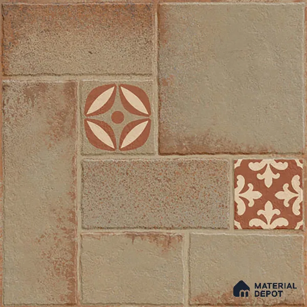 Stone Floor Tile TL 10362 C Riga Brown Decor 2 ft x 2 ft Matte Finish Anti Skid Vitrified Tile - 12 mm | Suitable for Balcony, Terrace & Coutyard