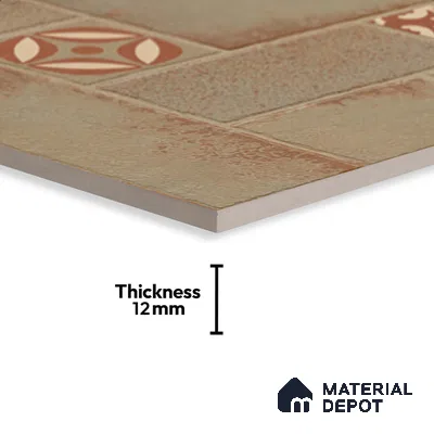 Stone Floor Tile TL 10362 C Riga Brown Decor 2 ft x 2 ft Matte Finish Anti Skid Vitrified Tile - 12 mm | Suitable for Balcony, Terrace & Coutyard
