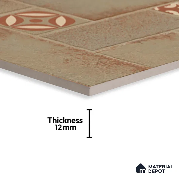 Stone Floor Tile TL 10362 C Riga Brown Decor 2 ft x 2 ft Matte Finish Anti Skid Vitrified Tile - 12 mm | Suitable for Balcony, Terrace & Coutyard