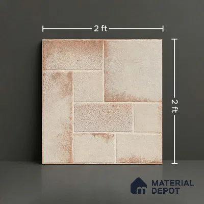 Stone Floor Tile TL 10362 E Riga Cream Decor 2 ft x 2 ft Matte Finish Anti Skid Vitrified Tile - 12 mm | Suitable for Balcony, Terrace & Coutyard