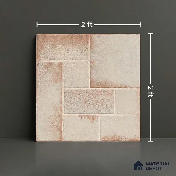 Stone Floor Tile TL 10362 E Riga Cream Decor 2 ft x 2 ft Matte Finish Anti Skid Vitrified Tile - 12 mm | Suitable for Balcony, Terrace & Coutyard