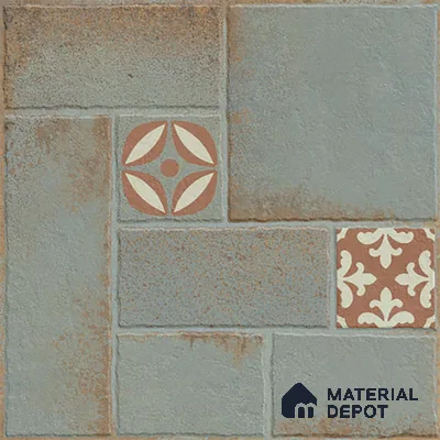 Stone Floor Tile TL 10362 I Riga Green Decor 2 ft x 2 ft Matte Finish Anti Skid Vitrified Tile - 12 mm | Suitable for Balcony, Terrace & Coutyard