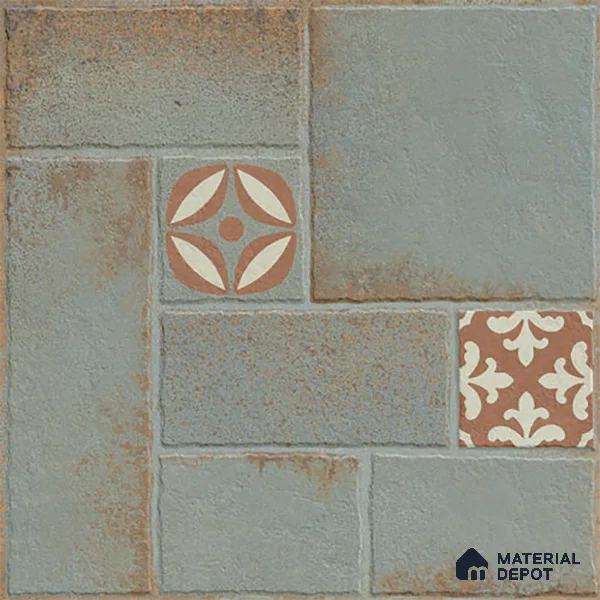Stone Floor Tile TL 10362 I Riga Green Decor 2 ft x 2 ft Matte Finish Anti Skid Vitrified Tile - 12 mm | Suitable for Balcony, Terrace & Coutyard