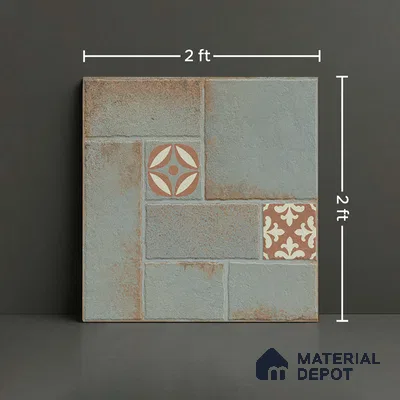 Stone Floor Tile TL 10362 I Riga Green Decor 2 ft x 2 ft Matte Finish Anti Skid Vitrified Tile - 12 mm | Suitable for Balcony, Terrace & Coutyard