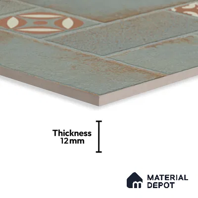 Stone Floor Tile TL 10362 I Riga Green Decor 2 ft x 2 ft Matte Finish Anti Skid Vitrified Tile - 12 mm | Suitable for Balcony, Terrace & Coutyard