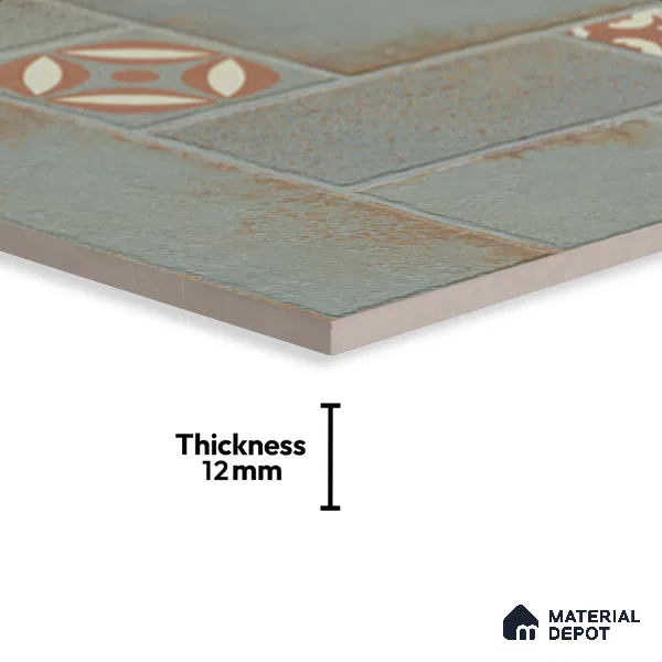 Stone Floor Tile TL 10362 I Riga Green Decor 2 ft x 2 ft Matte Finish Anti Skid Vitrified Tile - 12 mm | Suitable for Balcony, Terrace & Coutyard