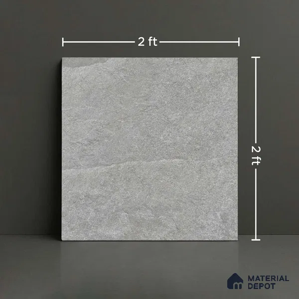 Stone Floor Tile TL 10354 D Brasilian Gris 2 ft x 2 ft Matte Finish Anti Skid Vitrified Tile - 12 mm | Suitable for Balcony, Terrace & Coutyard