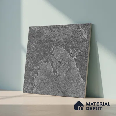 Stone Floor Tile TL 10354 G Brasilian Nero 2 ft x 2 ft Matte Finish Anti Skid Vitrified Tile - 12 mm | Suitable for Balcony, Terrace & Coutyard