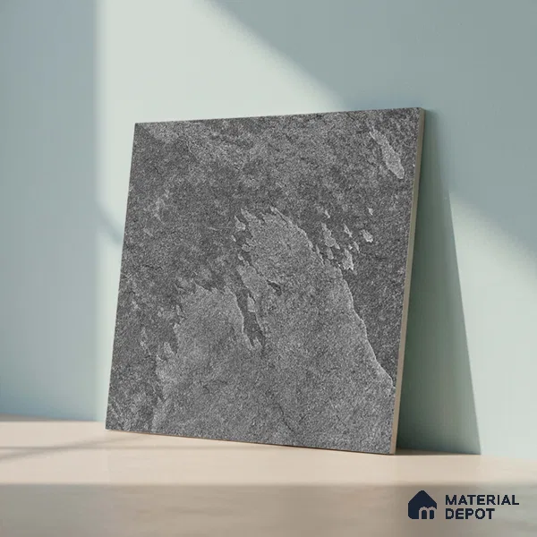 Stone Floor Tile TL 10354 G Brasilian Nero 2 ft x 2 ft Matte Finish Anti Skid Vitrified Tile - 12 mm | Suitable for Balcony, Terrace & Coutyard