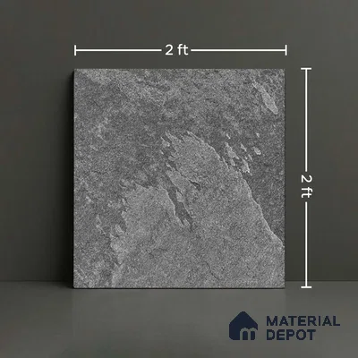 Stone Floor Tile TL 10354 G Brasilian Nero 2 ft x 2 ft Matte Finish Anti Skid Vitrified Tile - 12 mm | Suitable for Balcony, Terrace & Coutyard