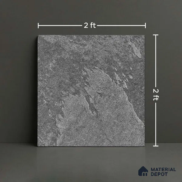Stone Floor Tile TL 10354 G Brasilian Nero 2 ft x 2 ft Matte Finish Anti Skid Vitrified Tile - 12 mm | Suitable for Balcony, Terrace & Coutyard
