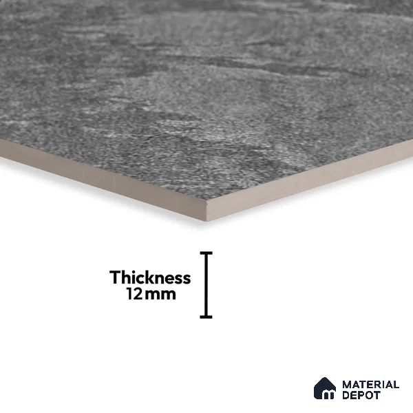 Stone Floor Tile TL 10354 G Brasilian Nero 2 ft x 2 ft Matte Finish Anti Skid Vitrified Tile - 12 mm | Suitable for Balcony, Terrace & Coutyard
