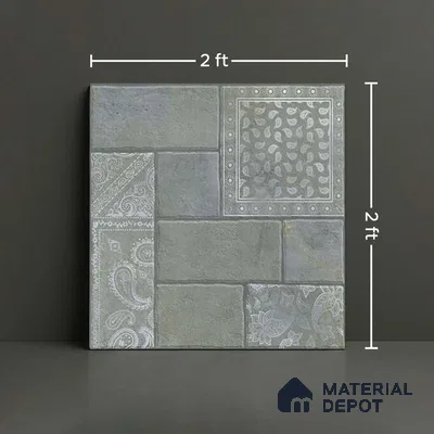 Stone Floor Tile TL 10365 B Cotto Emerald Slate Decor 2 ft x 2 ft Matte Finish Anti Skid Vitrified Tile - 12 mm | Suitable for Balcony, Terrace & Coutyard
