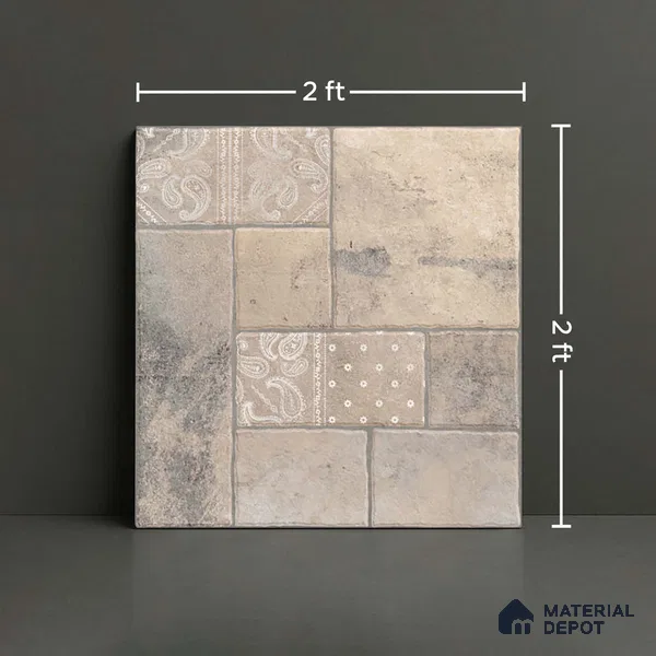 Stone Floor Tile TL 10365 D Cotto Moca Slate Decor 2 ft x 2 ft Matte Finish Anti Skid Vitrified Tile - 12 mm | Suitable for Balcony, Terrace & Coutyard