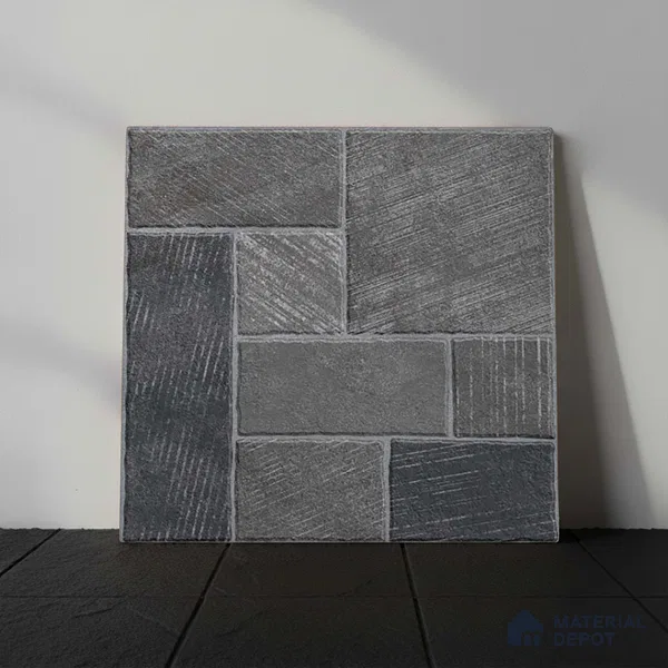 Stone Floor Tile TL 10363 B Mezzo nero Decor 2 ft x 2 ft Matte Finish Anti Skid Vitrified Tile - 12 mm | Suitable for Balcony, Terrace & Coutyard