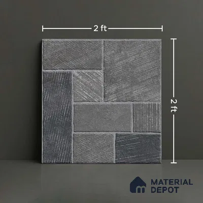 Stone Floor Tile TL 10363 B Mezzo nero Decor 2 ft x 2 ft Matte Finish Anti Skid Vitrified Tile - 12 mm | Suitable for Balcony, Terrace & Coutyard