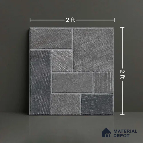 Stone Floor Tile TL 10363 B Mezzo nero Decor 2 ft x 2 ft Matte Finish Anti Skid Vitrified Tile - 12 mm | Suitable for Balcony, Terrace & Coutyard