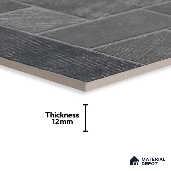 Stone Floor Tile TL 10363 B Mezzo nero Decor 2 ft x 2 ft Matte Finish Anti Skid Vitrified Tile - 12 mm | Suitable for Balcony, Terrace & Coutyard
