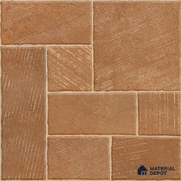 Stone Floor Tile TL 10363 D Mezzo Brown Decor 2 ft x 2 ft Matte Finish Anti Skid Vitrified Tile - 12 mm | Suitable for Balcony, Terrace & Coutyard