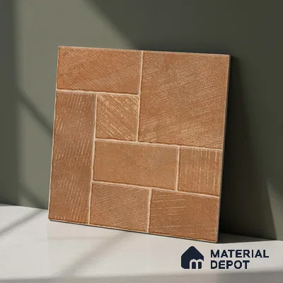 Stone Floor Tile TL 10363 D Mezzo Brown Decor 2 ft x 2 ft Matte Finish Anti Skid Vitrified Tile - 12 mm | Suitable for Balcony, Terrace & Coutyard