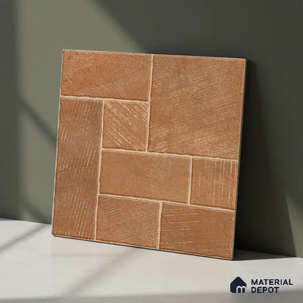 Stone Floor Tile TL 10363 D Mezzo Brown Decor 2 ft x 2 ft Matte Finish Anti Skid Vitrified Tile - 12 mm | Suitable for Balcony, Terrace & Coutyard