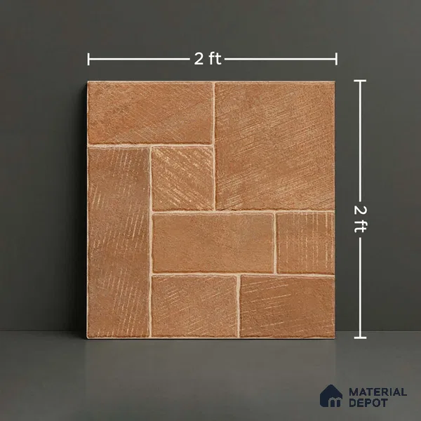 Stone Floor Tile TL 10363 D Mezzo Brown Decor 2 ft x 2 ft Matte Finish Anti Skid Vitrified Tile - 12 mm | Suitable for Balcony, Terrace & Coutyard