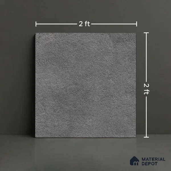 Stone Floor Tile TL 10363 Mezzo Nero 2 ft x 2 ft Matte Finish Anti Skid Vitrified Tile - 12 mm | Suitable for Balcony, Terrace & Coutyard