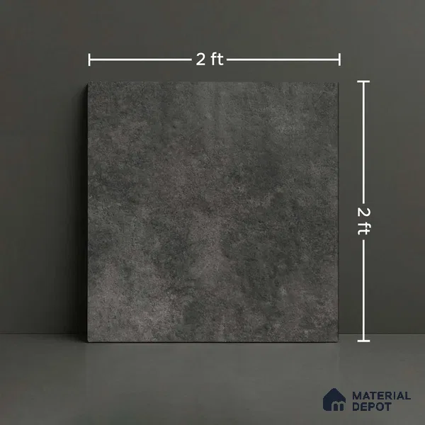 Stone Floor Tile TL 10371 Q Enrich Nero 2 ft x 2 ft Matte Finish Anti Skid Vitrified Tile - 12 mm  | Suitable for Balcony, Terrace & Coutyard