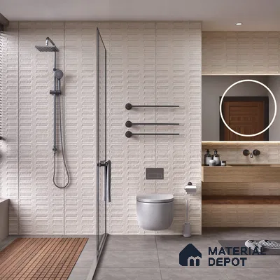 Highlighter Wall Tile TL 07640 B Ghost Sand Decor 5.24 ft x 2.6 ft Full Body Vitrified Matte Finish - 9 mm | 4 Random Design | Suitable For Living Room, Bedroom, Bathroom, Kitchen