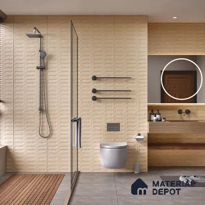 Highlighter Wall Tile TL 07640 D Ghost Clay Decor 5.24 ft x 2.6 ft Full Body Vitrified Matte Finish - 9 mm | 4 Random Design | Suitable For Living Room, Bedroom, Bathroom, Kitchen