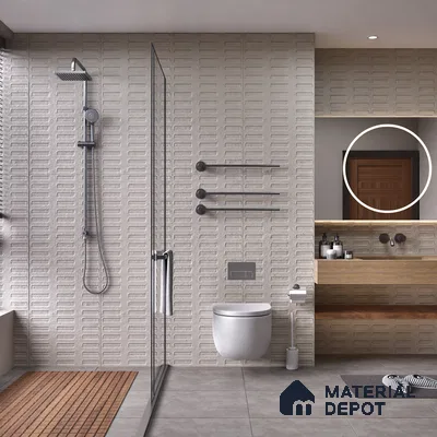 Highlighter Wall Tile TL 07640 F Ghost Ash Decor 5.24 ft x 2.6 ft Full Body Vitrified Matte Finish - 9 mm | 4 Random Design | Suitable For Living Room, Bedroom, Bathroom, Kitchen