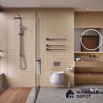 Highlighter Wall Tile TL 07640 H Ghost Mud Decor 5.24 ft x 2.6 ft Full Body Vitrified Matte Finish - 9 mm | 4 Random Design | Suitable For Living Room, Bedroom, Bathroom, Kitchen