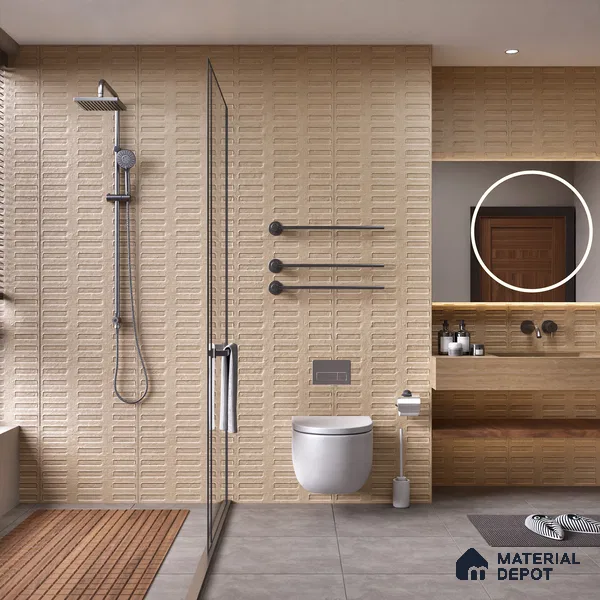Highlighter Wall Tile TL 07640 H Ghost Mud Decor 5.24 ft x 2.6 ft Full Body Vitrified Matte Finish - 9 mm | 4 Random Design | Suitable For Living Room, Bedroom, Bathroom, Kitchen