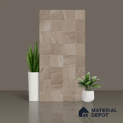 Stone Wall & Floor Tile TL 07667 B Iro Mud 5.24 ft x 2.6 ft Full Body Vitrified Matte Finish - 9 mm | 4 Random Design  Suitable For Living Room, Bedroom, Bathroom