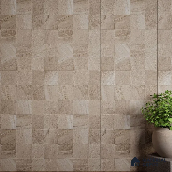 Stone Wall & Floor Tile TL 07667 B Iro Mud 5.24 ft x 2.6 ft Full Body Vitrified Matte Finish - 9 mm | 4 Random Design  Suitable For Living Room, Bedroom, Bathroom