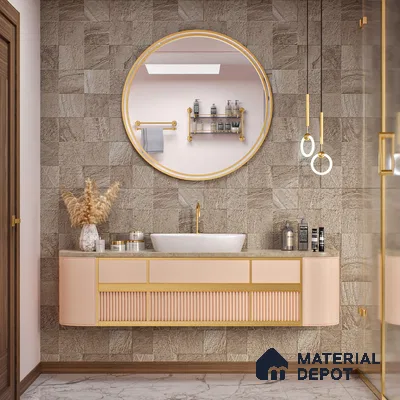 Stone Wall & Floor Tile TL 07667 B Iro Mud 5.24 ft x 2.6 ft Full Body Vitrified Matte Finish - 9 mm | 4 Random Design  Suitable For Living Room, Bedroom, Bathroom