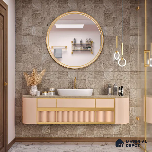 Stone Wall & Floor Tile TL 07667 B Iro Mud 5.24 ft x 2.6 ft Full Body Vitrified Matte Finish - 9 mm | 4 Random Design  Suitable For Living Room, Bedroom, Bathroom