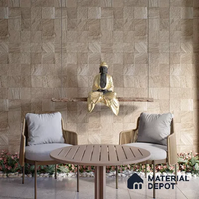 Stone Wall & Floor Tile TL 07667 B Iro Mud 5.24 ft x 2.6 ft Full Body Vitrified Matte Finish - 9 mm | 4 Random Design  Suitable For Living Room, Bedroom, Bathroom